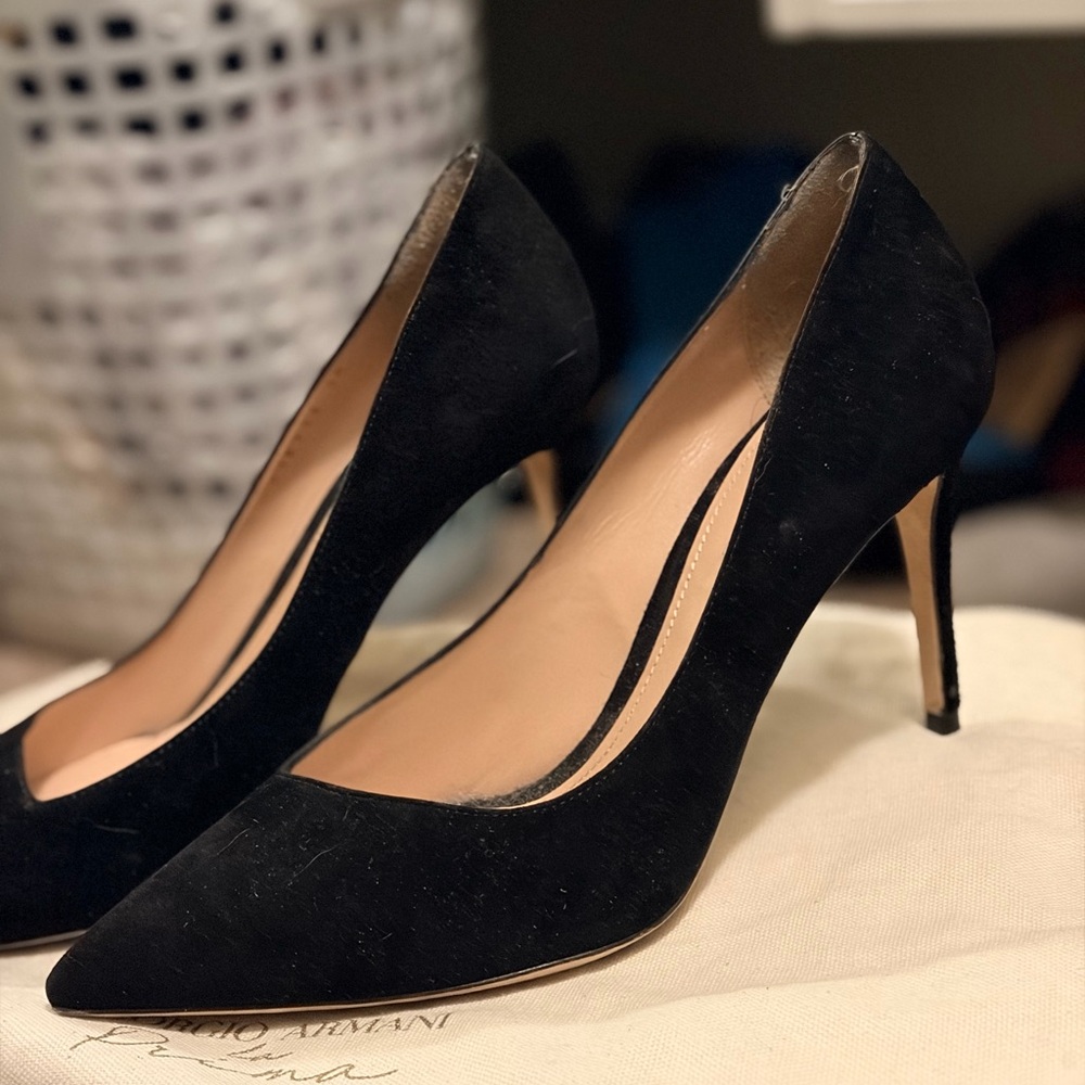 Giorgio Armani Classic Black Suede Heels - Picture 8 of 8